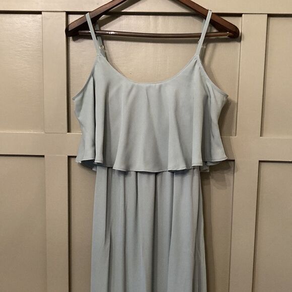 𝅺SHOW Me Your Mumu Caitlin Ruffle Maxi Dress in Silver Sage Crisp Size Small - Picture 5 of 12